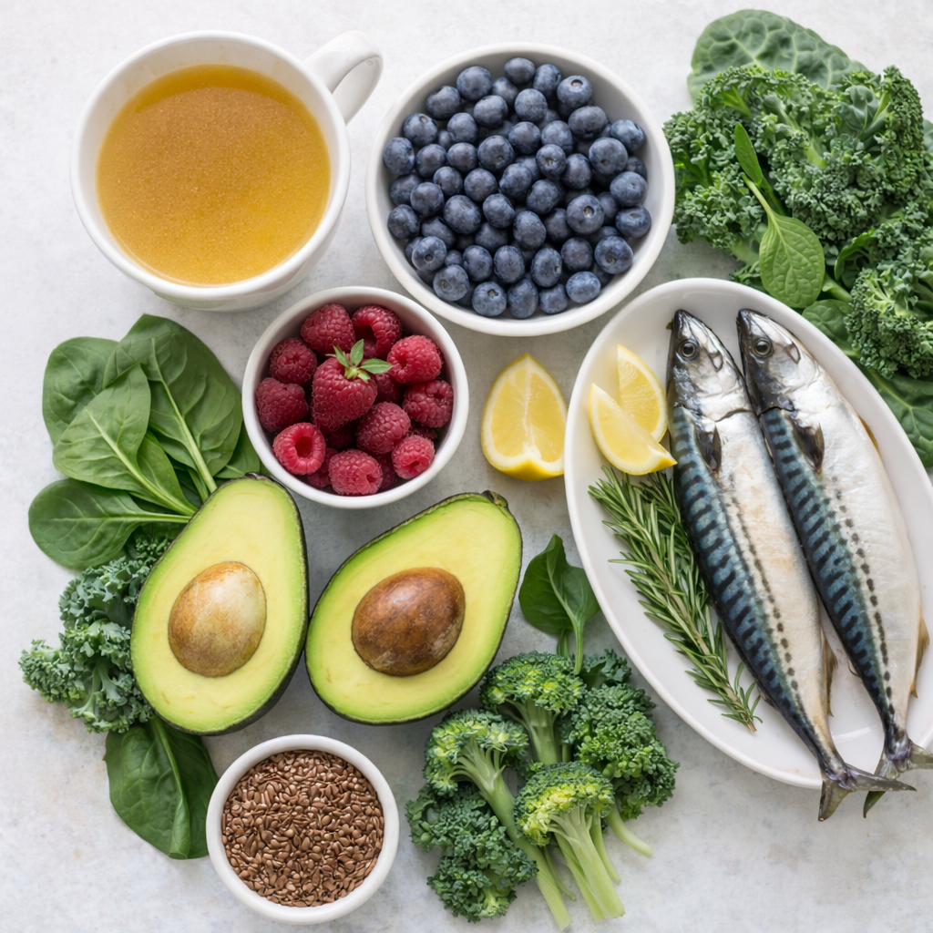 Anti-cellulite nutrition foods including collagen-rich and anti-inflammatory options